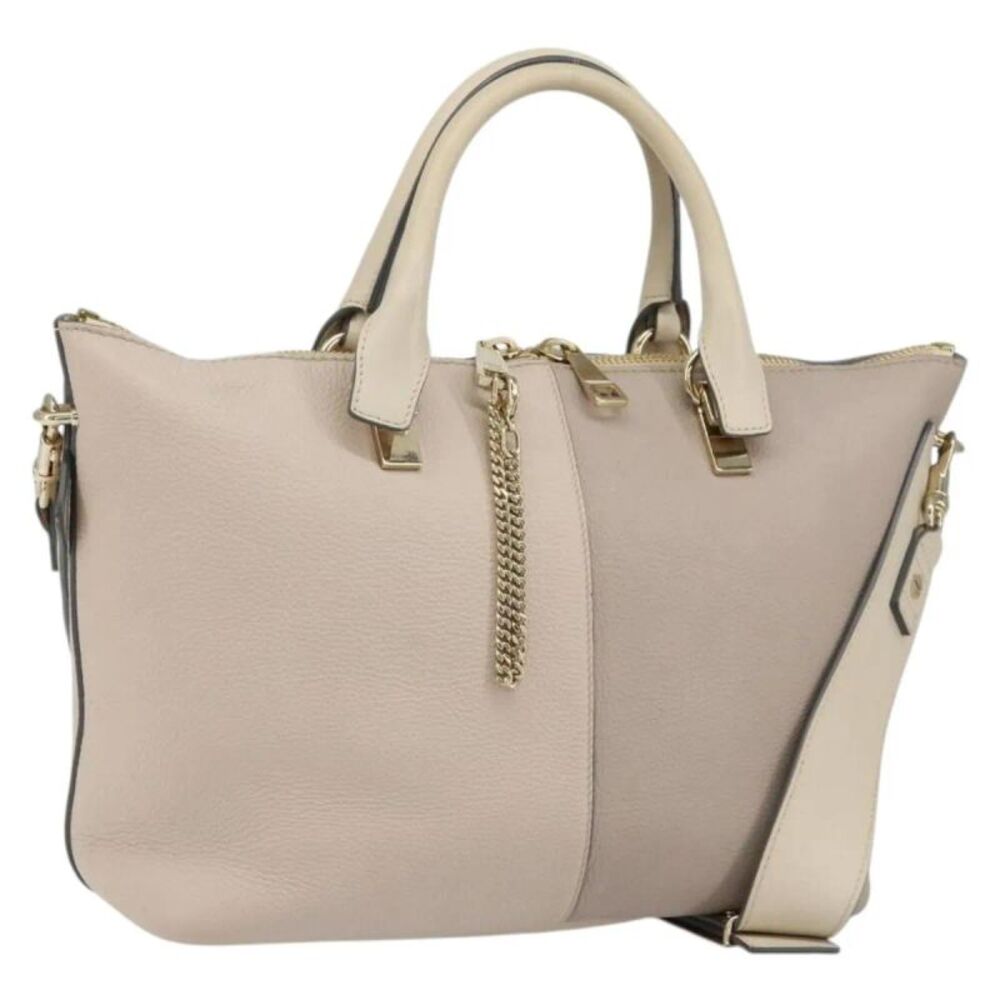 Chloe Bicolor Baylee Satchel Leather Gray Leather Tote Bag Bag
